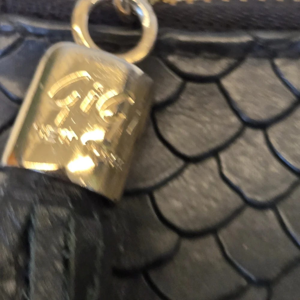 GiGi New York Black Python-Embossed Leather Clutch‎ Black